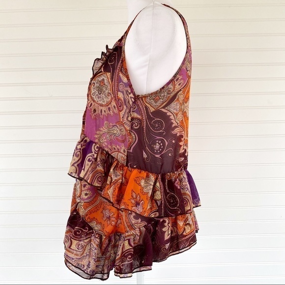 Asymmetrical hem sequins ruffle blouse Small - Picture 3 of 11